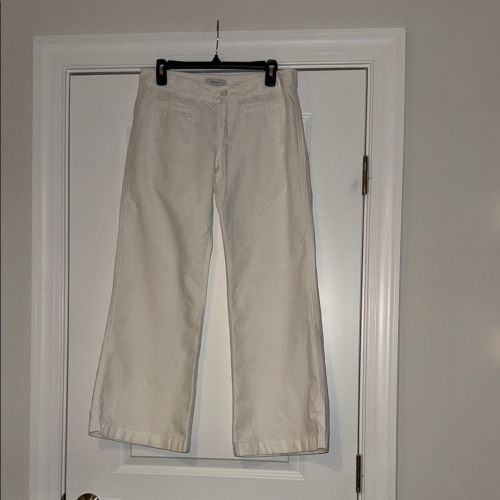 Express Women's Wide Leg White Linen Pants